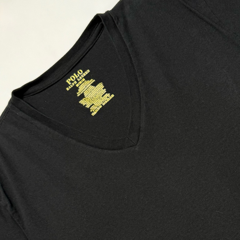 NEW Polo by Ralph Lauren Black V-Neck Short Sleeve Tee T‎ Shirt Size M 40" Chest